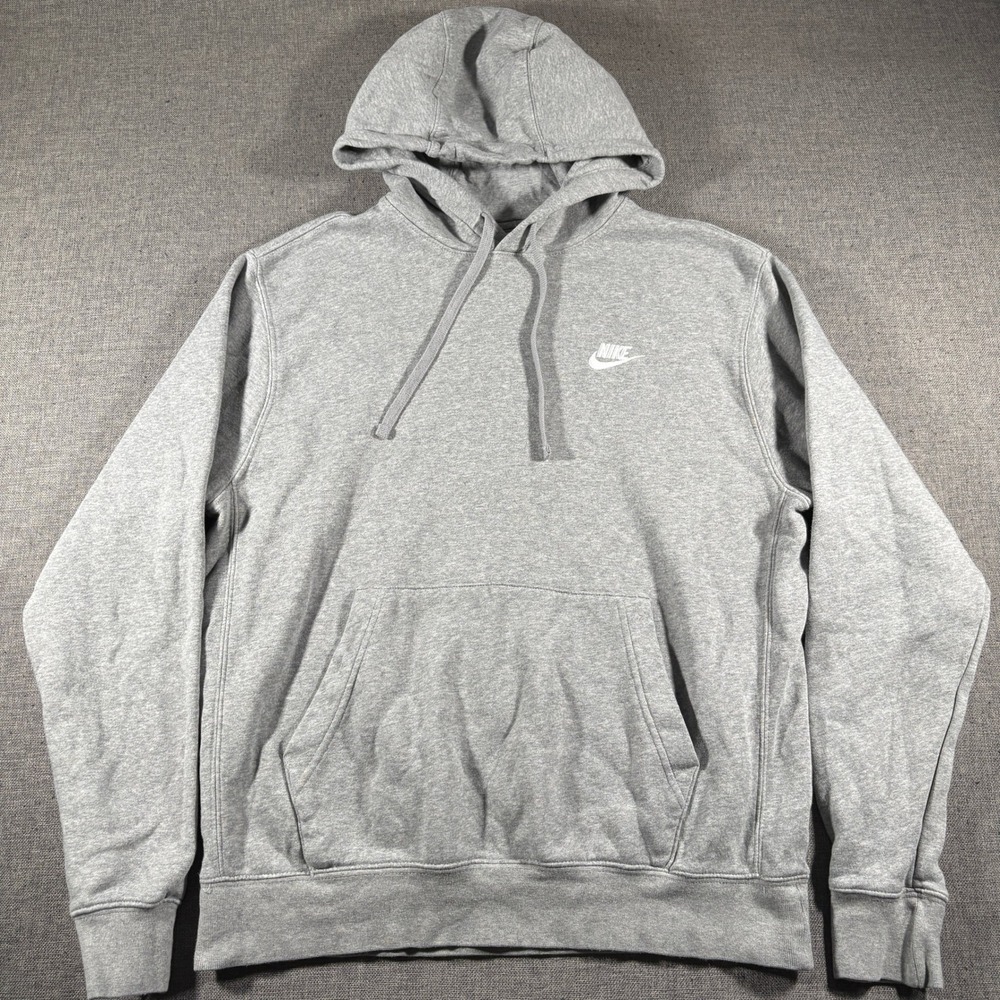 Nike Sportswear Club Hoodie‎ Mens Medium Gray Club Fleece Pullover Futura Logo